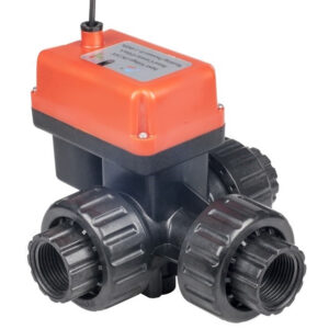 Кран шаровый RUNXIN трехходовой с электроприводом 1 1/4″ (12V)